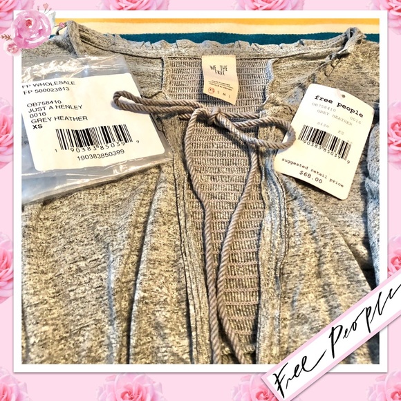 Free People We The Free Just A Henley in Grey Heather - Picture 11 of 11